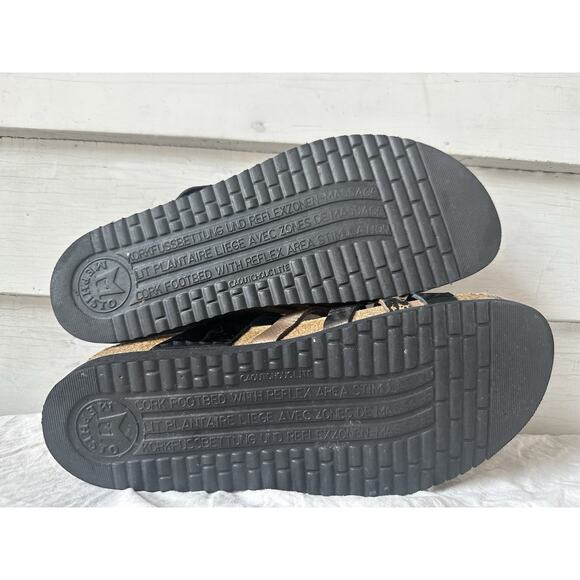 Mephisto Air Relax Leather Strappy Sandals Black Gold Snake Skin Size 38 - Picture 7 of 7